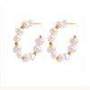 Gold-plated Ana pearl hoop earrings by Eda Jewels Dubai. Perfect for daily wear and gifting