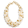 Aria gold plated multi-layer necklace featuring pearls and gold accents, perfect for everyday wear by Eda Jewels Dubai perfect for gifting