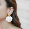 Aruba gold plated earrings featuring white shell accents and coastal charms by Eda Jewels Dubai, perfect for gifting and everyday and party wear