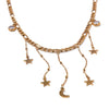 Astris gold plated necklace featuring celestial star and moon charms with stone accents, perfect for gifting and everyday wear by Eda Jewels Dubai