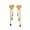 gold-plated Bella earrings by Eda Jewels Dubai feature a unique tiered chain design with heart charms, making them perfect for daily wear and gifting