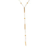 Elara gold plated lariat necklace featuring minimalist bar and sphere accents, perfect for gifting and everyday wear by Eda Jewels Dubai