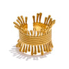 Eva gold plated wide statement ring featuring a textured rope band and dramatic spiked sunburst trim by Eda Jewels Dubai