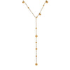 Faye gold plated lariat necklace featuring minimalist spheres, perfect for gifting and everyday wear by Eda Jewels Dubai