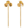 Gold plated Freya earrings by Eda Jewels, featuring ginkgo leaf motifs, pearl accents, and long tassels. Ideal for elegant occasions or gifting