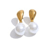 Gold plated Mani earrings by Eda Jewels Dubai, featuring elegant pearl drops. Perfect for everyday wear or gifting