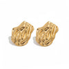 Gold plated Mia earrings by Eda Jewels Dubai, featuring a textured, organic design. Perfect for everyday wear or gifting