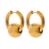 Gold plated Mira earrings by Eda Jewels Dubai, featuring a bold sphere design on hoops. Perfect for everyday wear or gifting