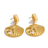 Gold-plated Moana earrings by Eda Jewels Dubai, featuring shell, starfish, and pearl details. Perfect for everyday wear or gifting