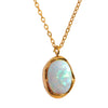 Opal gold plated necklace featuring an iridescent stone in a molten style setting, perfect for gifting and everyday wear by Eda Jewels Dubai