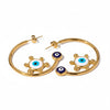 Gold plated Raya hoop earrings by Eda Jewels Dubai, featuring detailed evil eye charms. Perfect for everyday wear or gifting