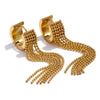 Gold plated Ria earrings by Eda Jewels Dubai, featuring cascading ball chains. Perfect for everyday wear or gifting