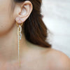 Sia gold plated rhinestone chain drop earrings by Eda Jewels Dubai. Perfect statement daily wear gifting piece.