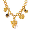 Siddhi gold plated statement necklace featuring an elephant charm and heart detailing, perfect for gifting and everyday wear by Eda Jewels Dubai