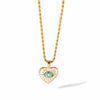 Sira gold plated necklace with a white enamel heart shaped evil eye pendant, perfect for everyday wear and gifting by Eda Jewels Dubai