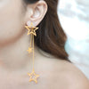 Stella gold plated layered star drop earrings by Eda Jewels Dubai. Perfect statement party wear gifting piece.