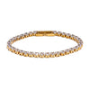 Tira gold plated rhinestone diamond tennis bracelet by Eda Jewels Dubai. Perfect for stacking with watch.