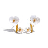 Vira gold plated floral blossom mother of pearl earrings by Eda Jewels Dubai, perfect for everyday wear and perfect for gifting