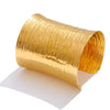 Zoyi gold plated wide hammered cuff bracelet by Eda Jewels Dubai. Perfect statement daily wear gifting piece.