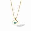 Zyra gold plated necklace with a white enamel evil eye pendant, perfect for everyday wear by Eda Jewels Dubai